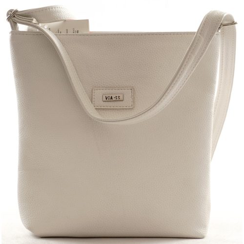 VIA55 női egyszerű női keresztpántos táska, rostbőr, fehér
