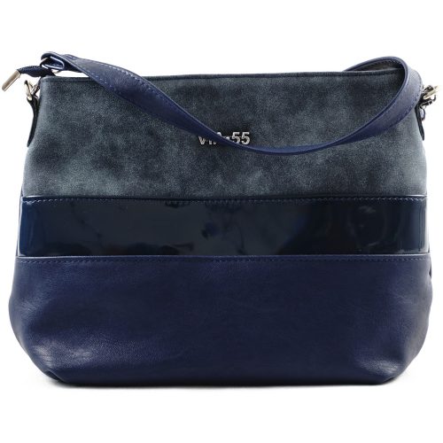 VIA55 széles fazonú keresztpántos táska, rostbőr, kék